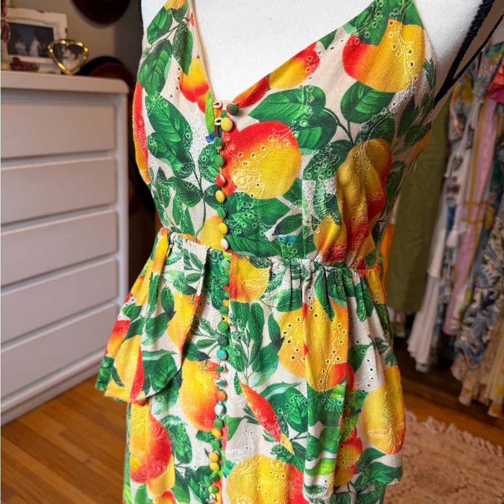 Green & Yellow Lemon-Print Maxi Dress - Picture 2 of 5